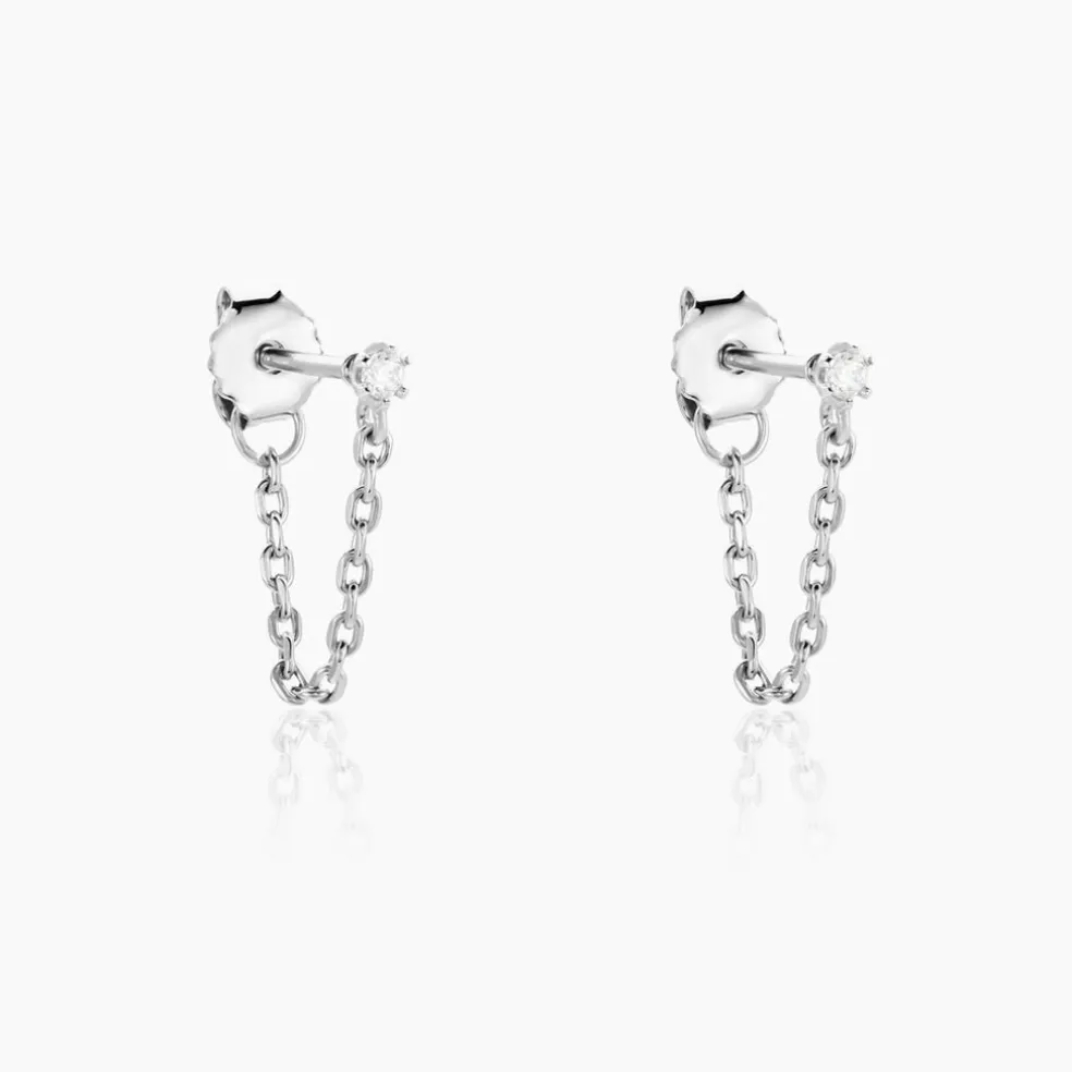 Bijoux D'oreilles Fantaisia Argent Blanc Oxyde De Zirconium