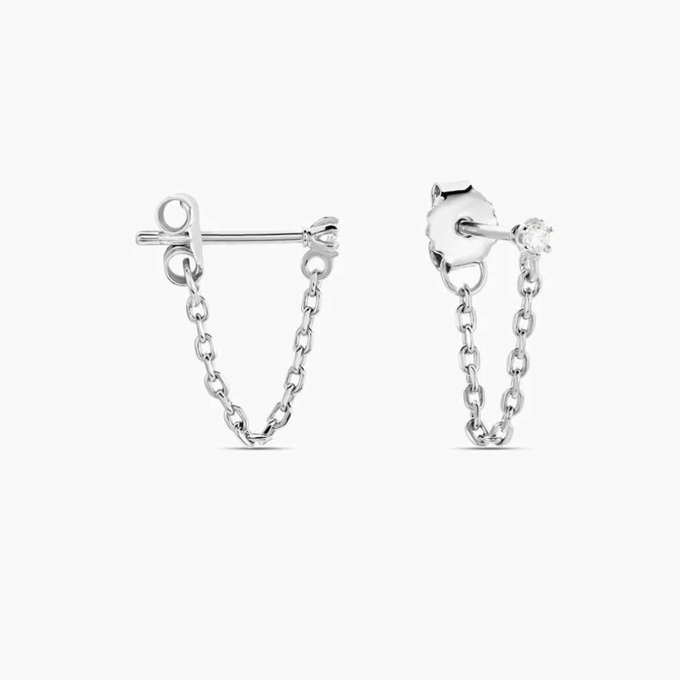 Bijoux D'oreilles Fantaisia Argent Blanc Oxyde De Zirconium