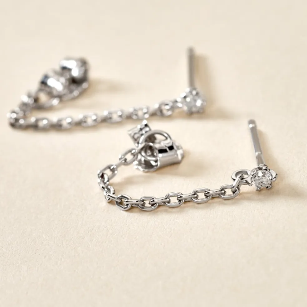 Bijoux D'oreilles Fantaisia Argent Blanc Oxyde De Zirconium