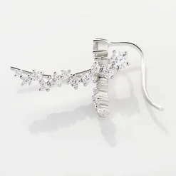 Bijoux D¿oreilles Grimpants Enza Argent Blanc Oxyde De Zirconium