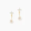 Bijoux D'oreilles Norah Or Jaune Perle De Culture Et Oxyde