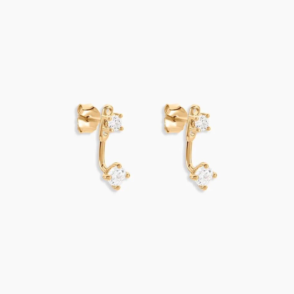 Bijoux D'oreilles Plaqué Or Dedale Oxydes De Zirconium