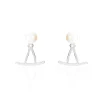Bijoux D'oreilles Sylviane Argent Blanc Perle De Culture Et Oxyde