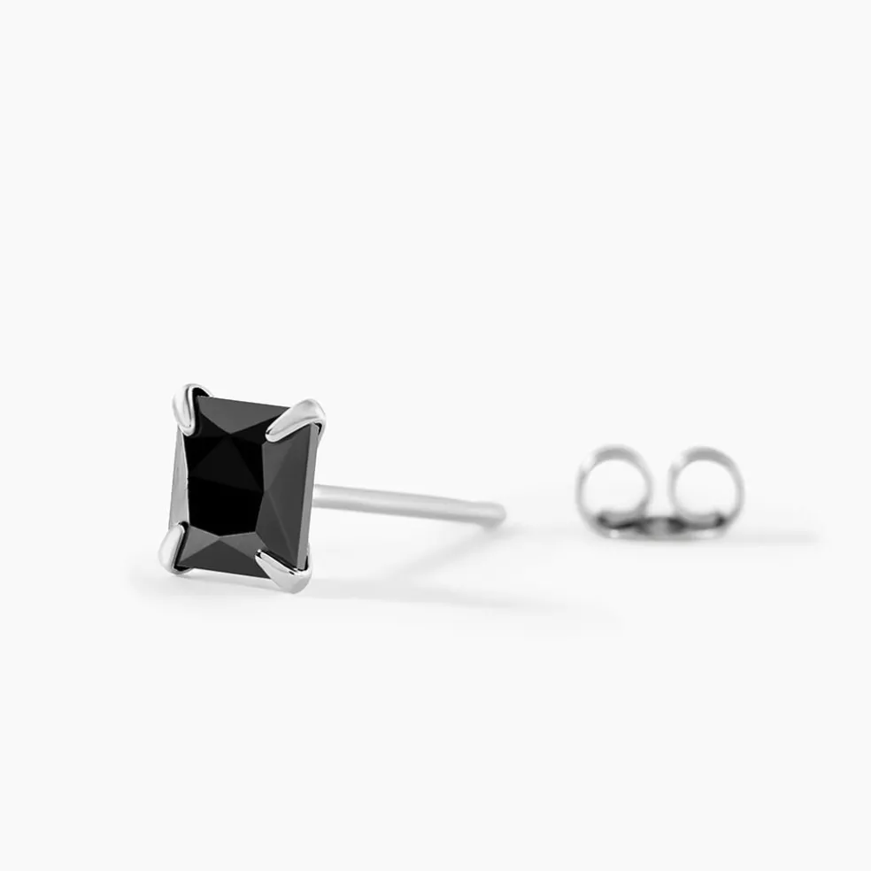 Boucle D'oreille Puce Unitaire Paco Argent Blanc Oxyde De Zirconium