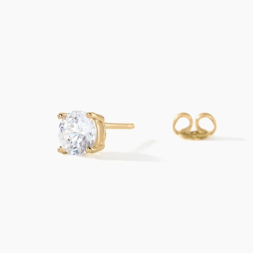 Boucle D'oreille Puce Unitaire Adam Plaqué Or Doré Oxyde