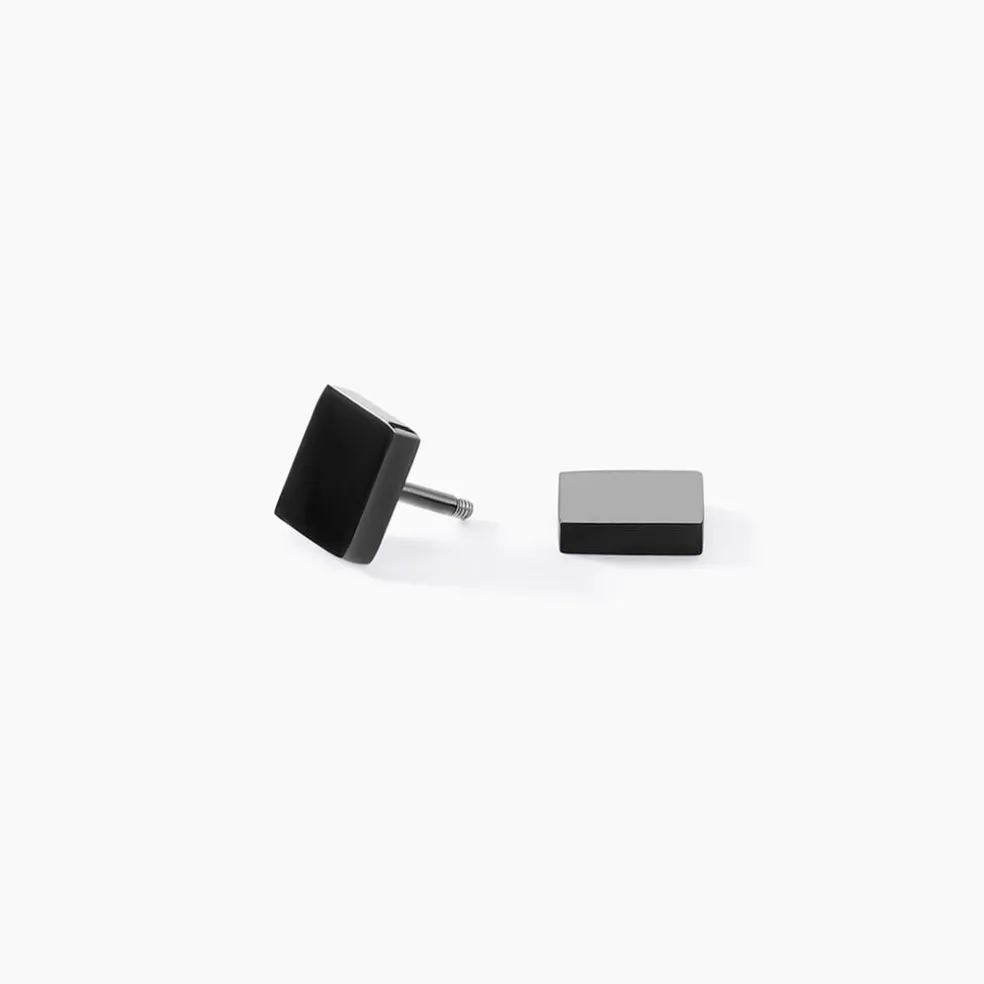 Boucle D'oreille Puce Unitaire Acier Noir Tuor