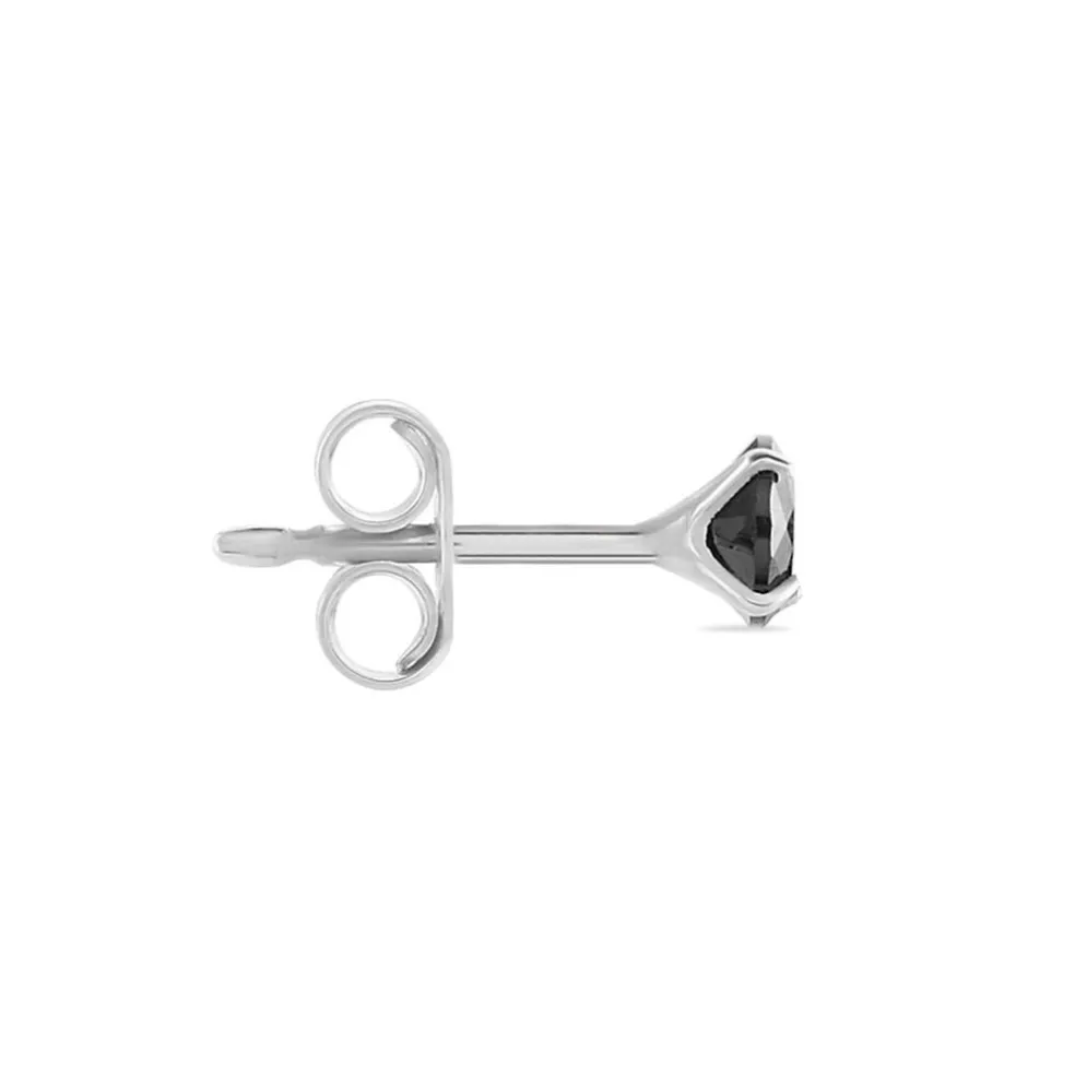 Boucle D'oreille Puce Unitaire Niels Argent Blanc Oxyde De Zirconium