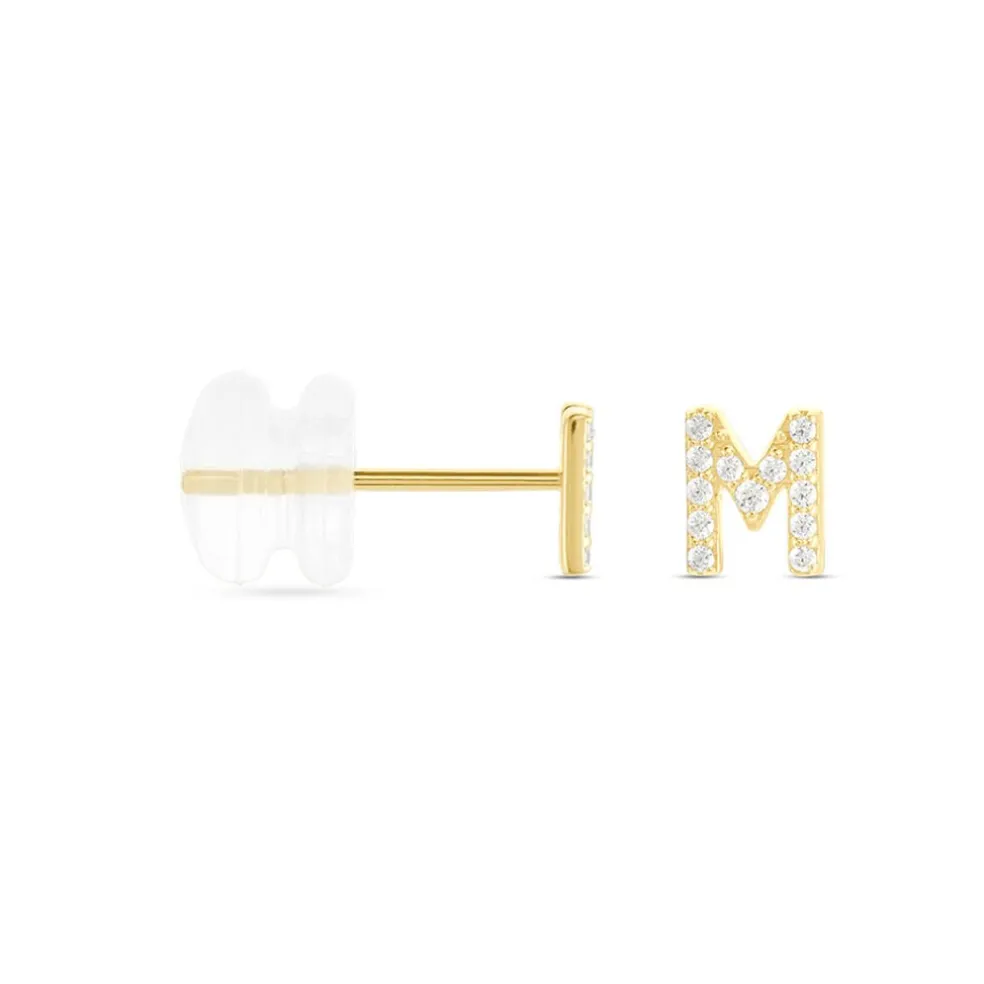 Boucle D'oreille Puce Unitaire Jodoca Or Jaune Oxyde De Zirconium