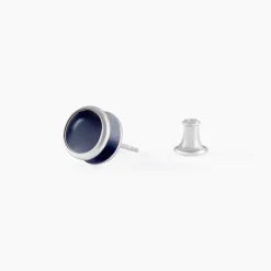 Boucle D'oreille Puce Unitaire Maurus Argent Blanc Email
