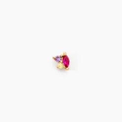 Boucle D'oreille Puce Unitaire Plaqué Or Jaune Juhana Oxydes