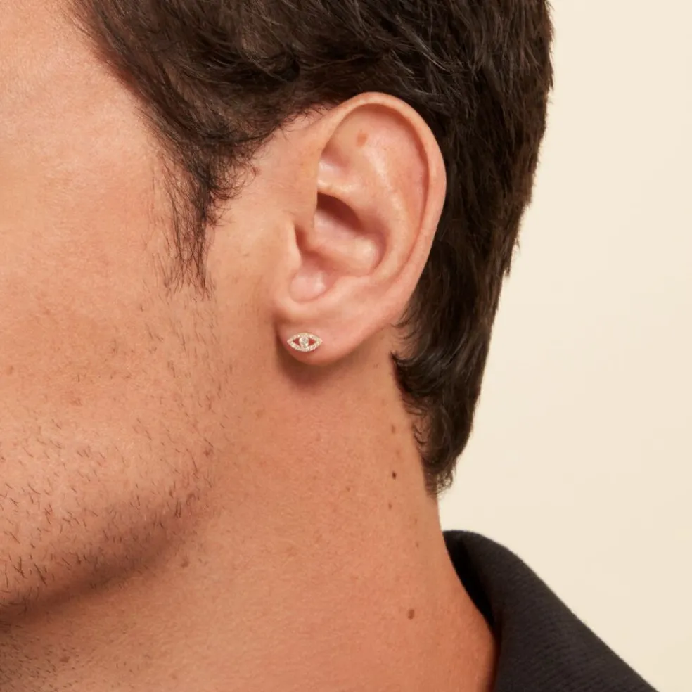 Boucles D'oreille Puce Unitaire Oya Or Jaune Oxyde De Zirconium