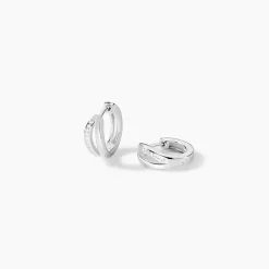 Boucles D'oreilles Celimene Rondes Argent Blanc Oxyde De Zirconium