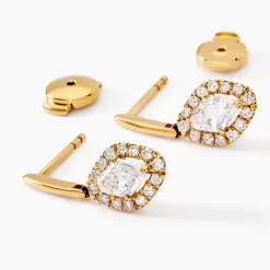 Boucles D'oreilles Collection Icone Or Jaune Diamant Synthétique