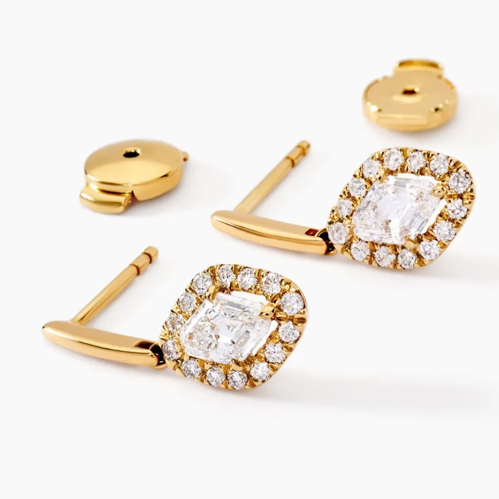 Boucles D'oreilles Collection Icone Or Jaune Diamant Synthétique