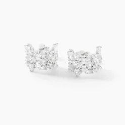Boucles D'Oreilles Créoles Glow Up Argent Blanc Oxyde De Zirconium