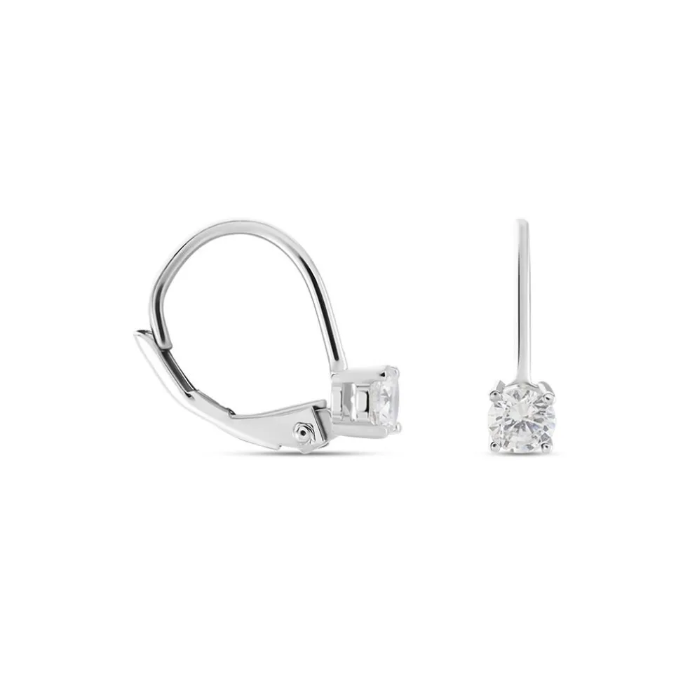 Boucles D'oreilles Dormeuses Argent Blanc Viventiol Oxyde De Zirconium