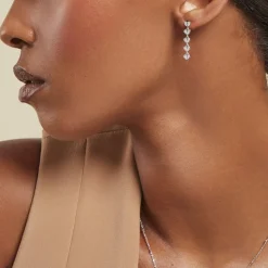 Boucles D'oreilles Dépareillées Declaration Argent Blanc Oxyde