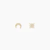 Boucles D'oreilles Dépareillées Munroe Or Jaune Oxyde De Zirconium