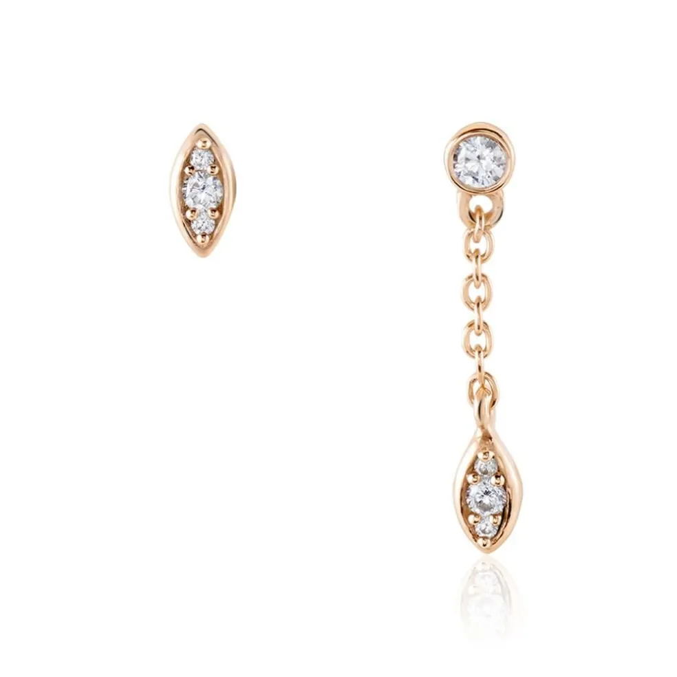 Boucles D'oreilles Dépareillées Argent Rose Braiden Oxyde De Zirconium