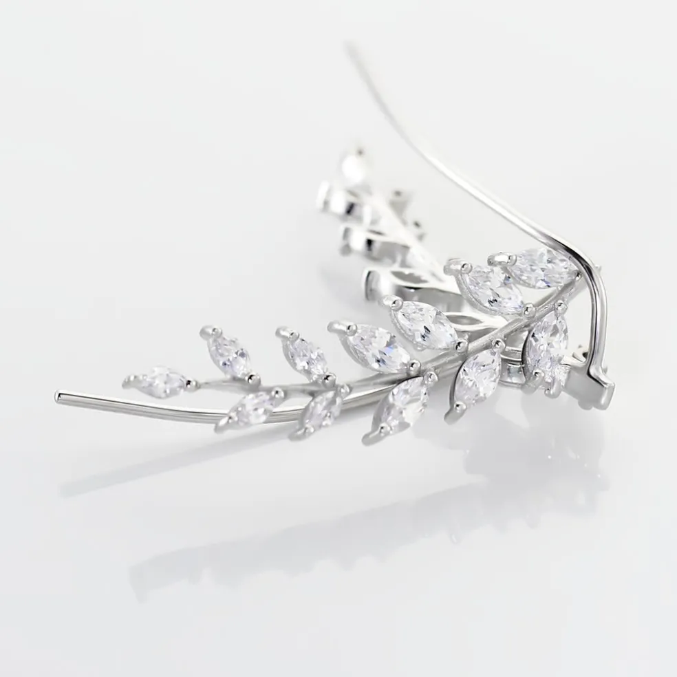 Boucles D'oreilles Grimpantes Sakira Argent Blanc Oxyde De Zirconium