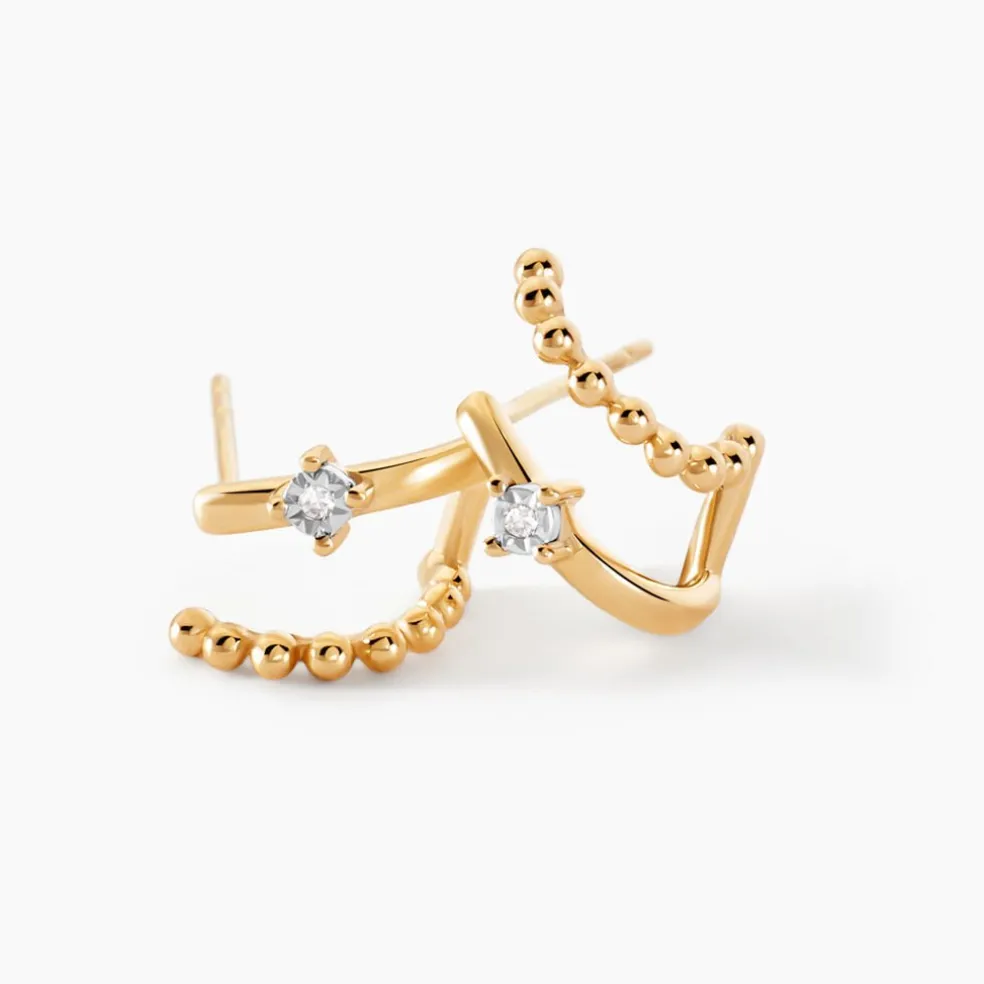 Boucles D'oreilles Pearly Effect Or Jaune Diamant