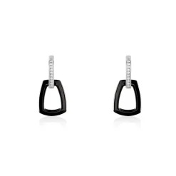Boucles D'oreilles Pendantes Ezra Argent Blanc Céramique Et Oxyde