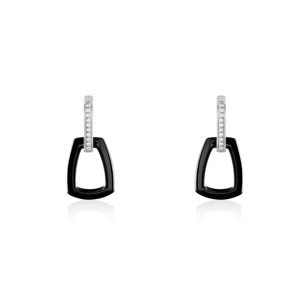 Boucles D'oreilles Pendantes Ezra Argent Blanc Céramique Et Oxyde