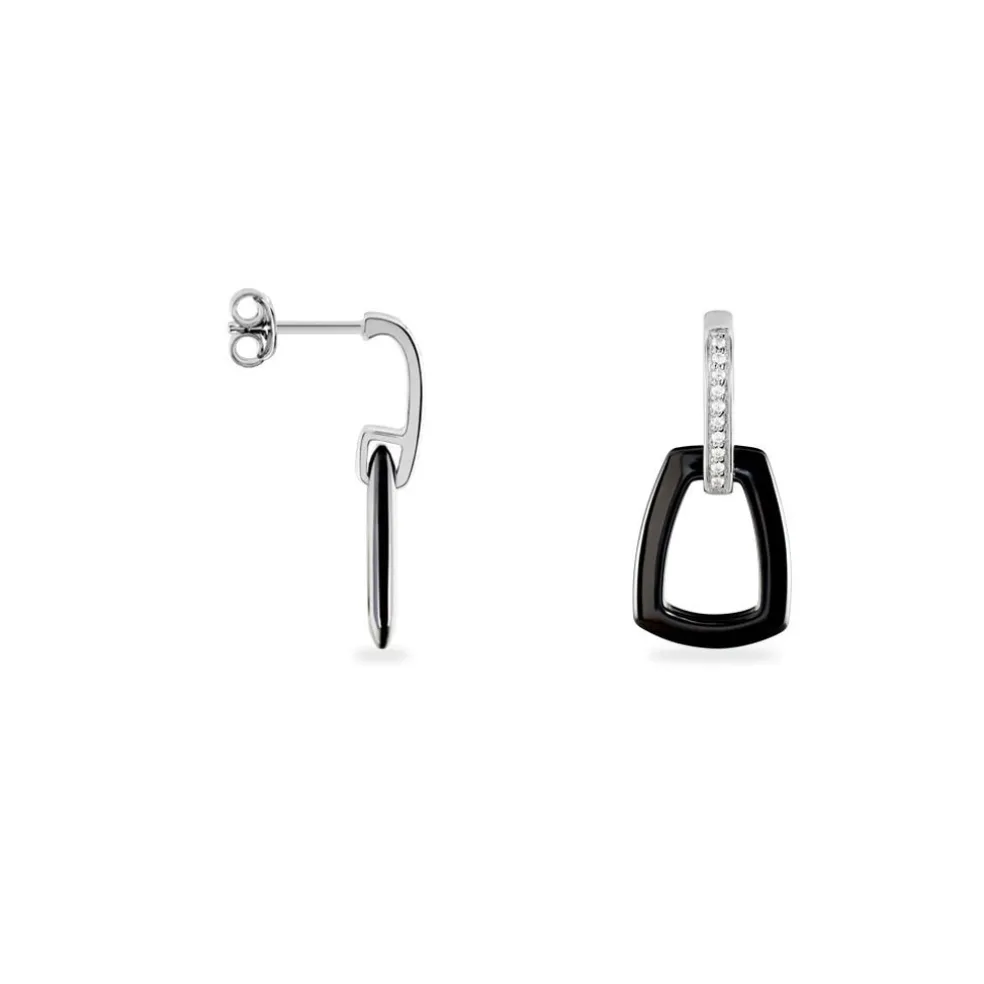 Boucles D'oreilles Pendantes Ezra Argent Blanc Céramique Et Oxyde