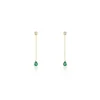 Boucles D'oreilles Pendantes Gracilia Or Jaune Emeraude Diamant