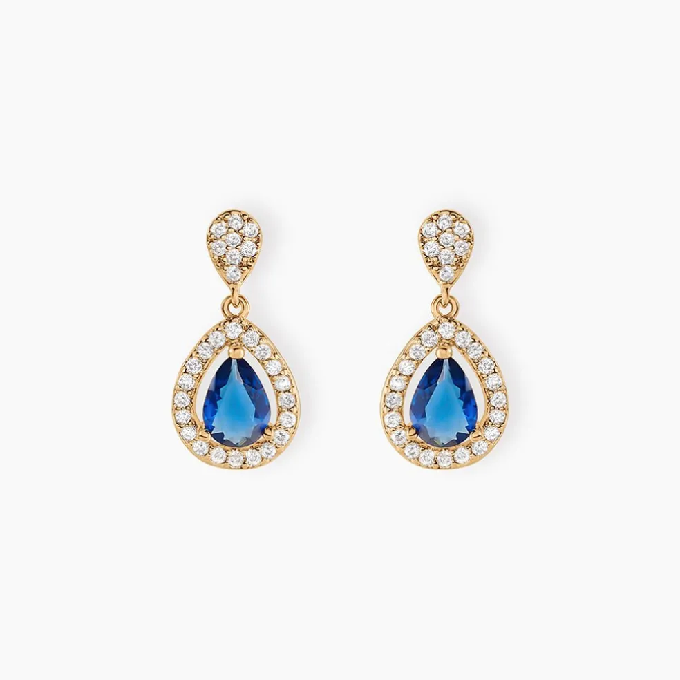 Boucles D'oreilles Pendantes Brigita Plaqué Or Pierre De Synthese