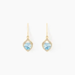 Boucles D'oreilles Pendantes Rosaline Or Jaune Topaze Et Oxyde