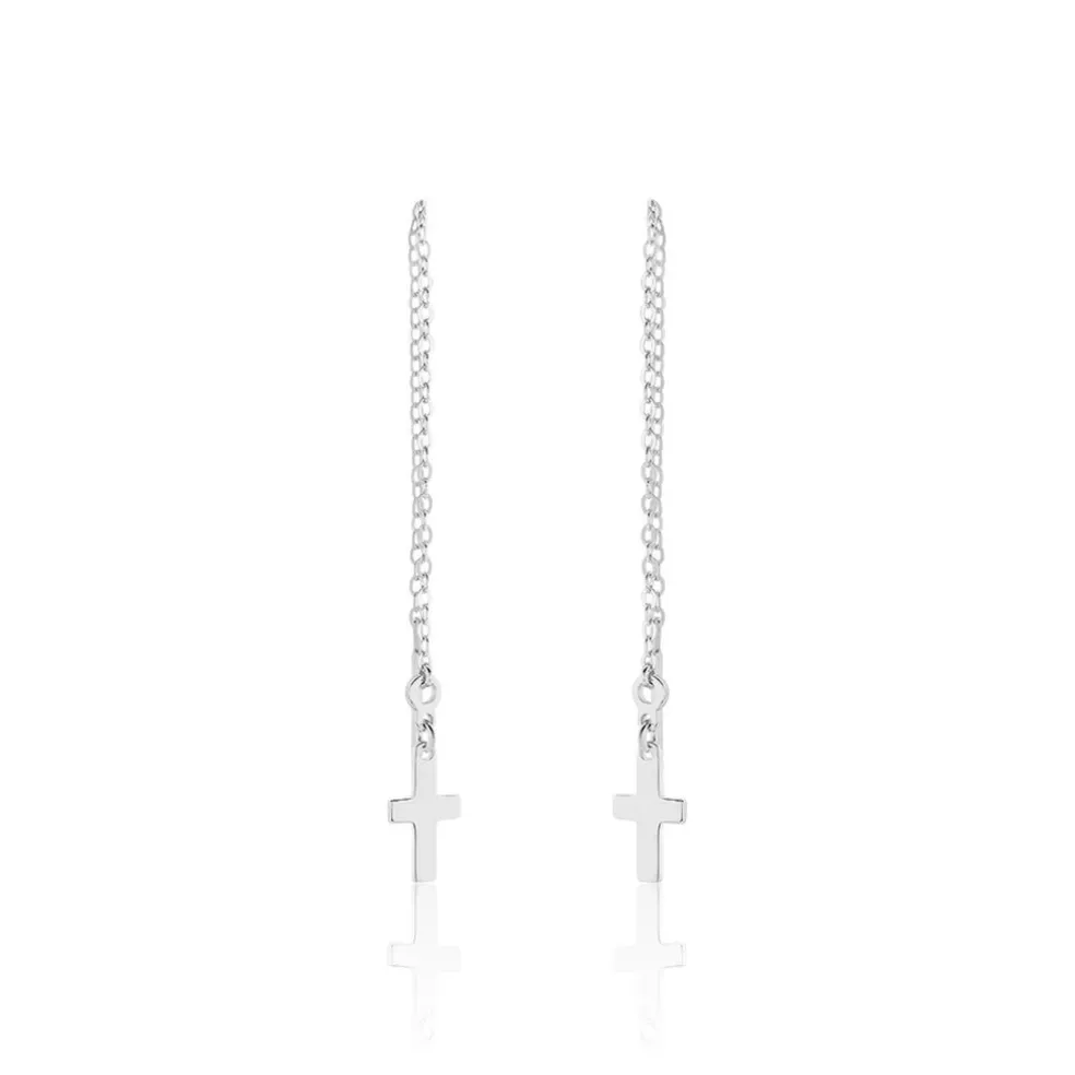 Boucles D'oreilles Pendantes Gaiana Argent Blanc