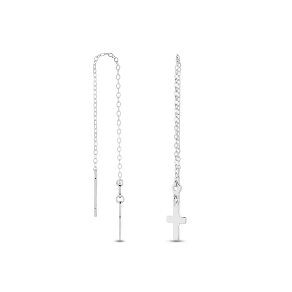 Boucles D'oreilles Pendantes Gaiana Argent Blanc