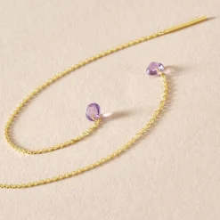 Boucles D'oreilles Pendantes Les Audacieuses Or Jaune Améthyste