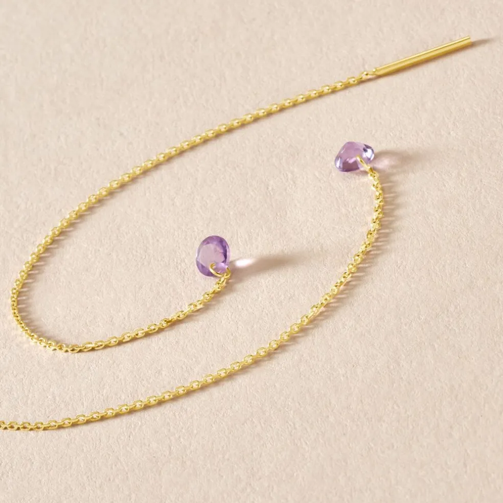 Boucles D'oreilles Pendantes Les Audacieuses Or Jaune Améthyste