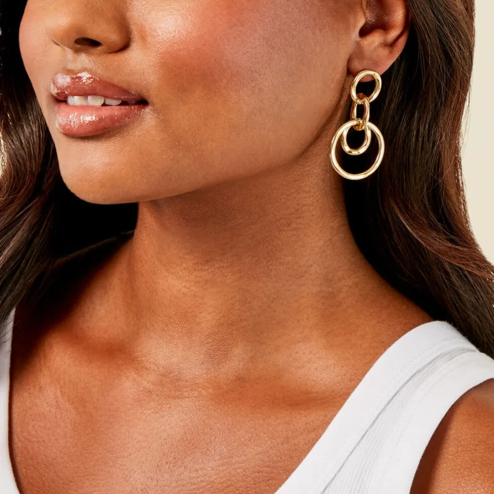 Boucles D'oreilles Pendantes Judie Acier Jaune