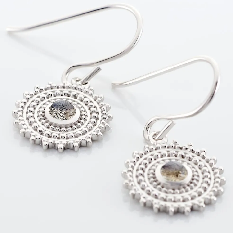 Boucles D'oreilles Pendantes Nyoko Argent Blanc Labradorite