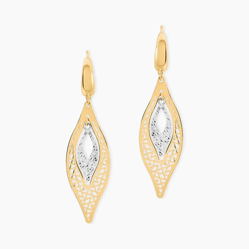 Boucles D'Oreilles Pendantes Gerontius Or Bicolore