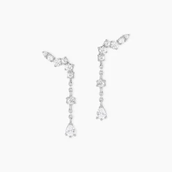 Boucles D'oreilles Pendantes Lir Argent Blanc Oxyde De Zirconium