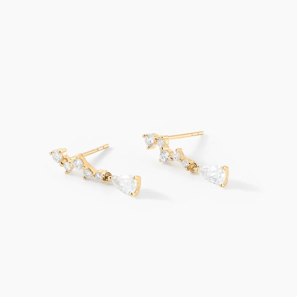 Boucles D'oreilles Pendantes Cegolene Or Jaune Oxyde De Zirconium