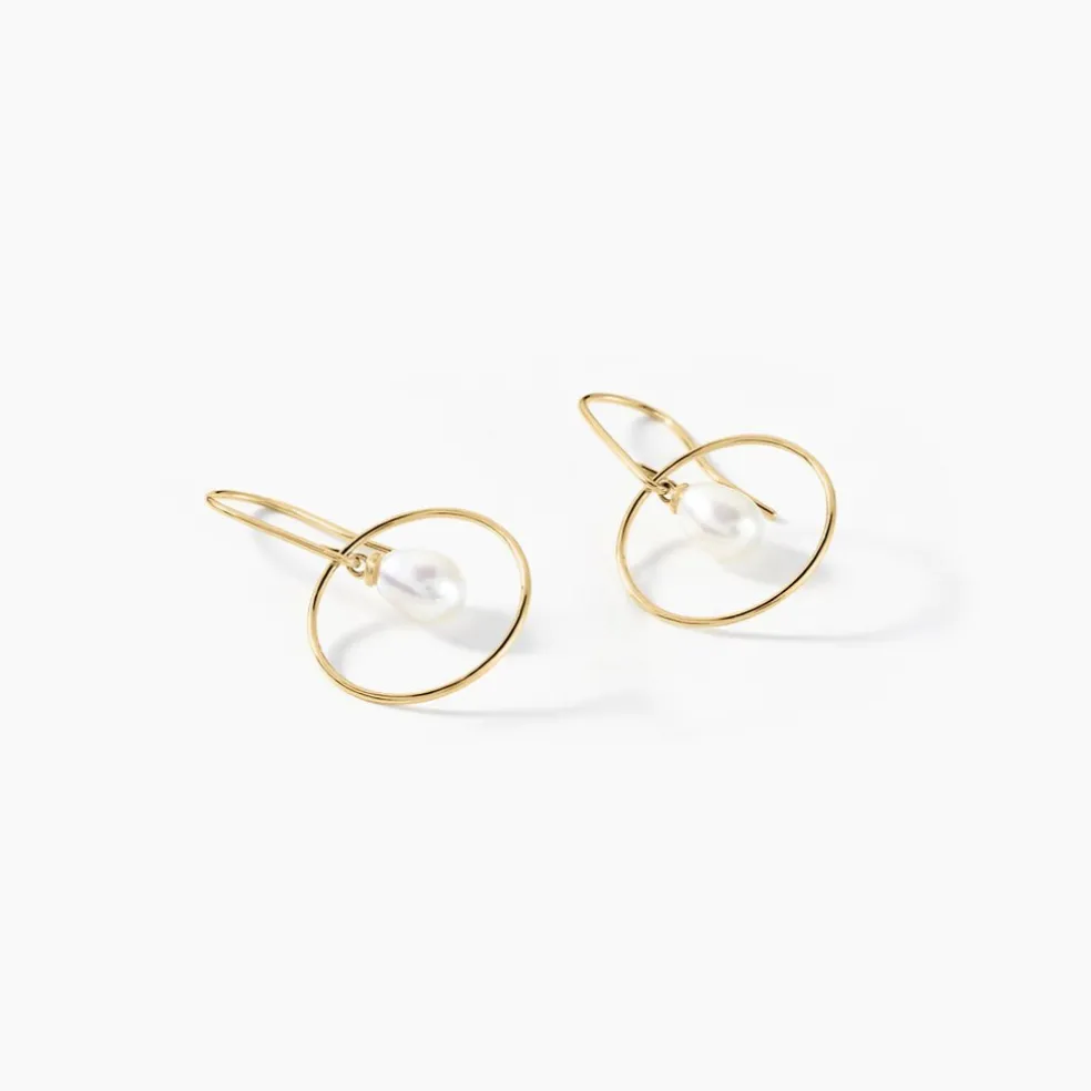 Boucles D'oreilles Pendantes Salvine Or Jaune Perle De Culture