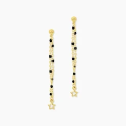 Boucles D'Oreilles Pendantes Bubble Argent Jaune Oxyde De Zirconium