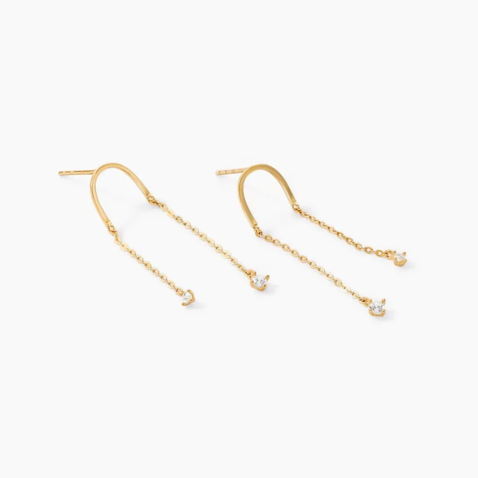 Boucles D'oreilles Pendantes Falling Star Or Jaune Oxyde De Zirconium