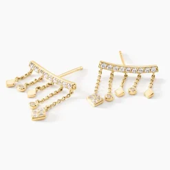 Boucles D'oreilles Pendantes Eclat D'etoile Or Jaune Oxyde