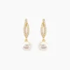 Boucles D'oreilles Pendantes Tesnimae Or Jaune Oxyde Perle De Culture