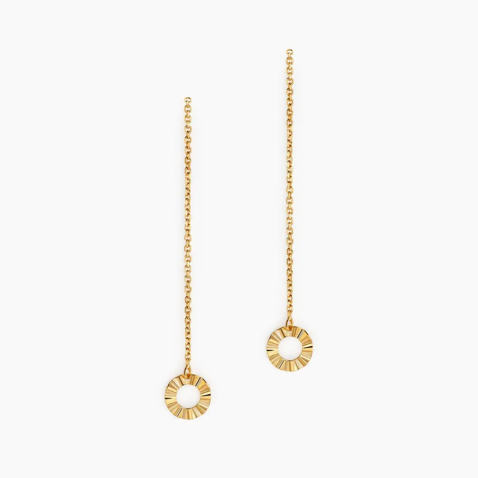 Boucles D'oreilles Pendantes Eclats Solaires Or Jaune