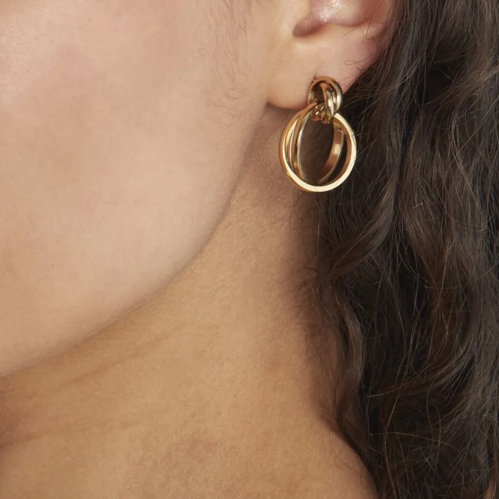 Boucles D'oreilles Pendantes Allobrox Acier Dore