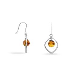 Boucles D'oreilles Pendantes Iva Argent Blanc Ambre