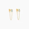 Boucles D'Oreilles Pendantes Ondée Or Jaune Amazonite