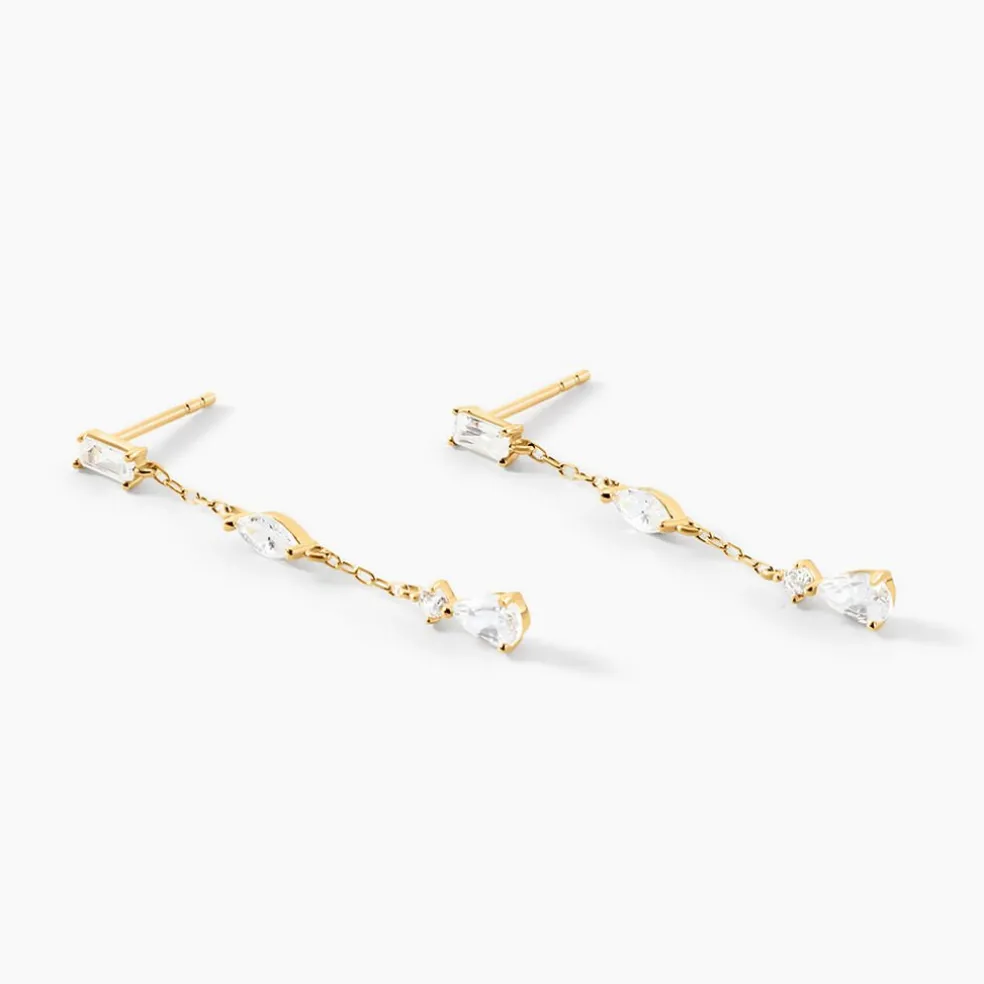 Boucles D'Oreilles Pendantes Sparkle Or Jaune Oxyde De Zirconium